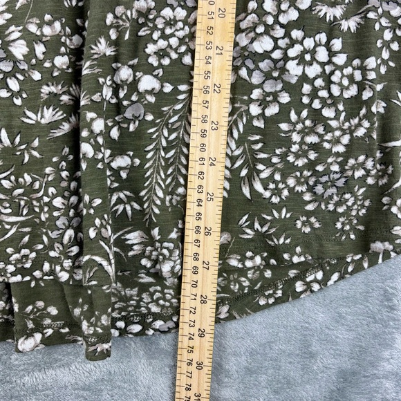 Lucky Brand Top Women 1X Olive Green Floral Embroidered Tassels Split V-Neck - Picture 16 of 16